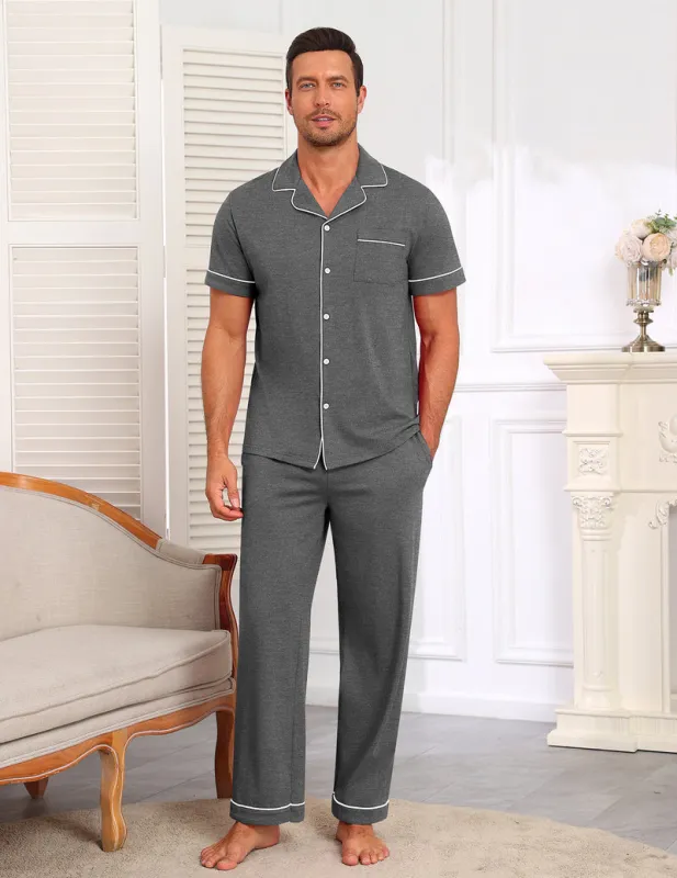 Ekouaer Cotton Pajama Set Button-Down Sleepwear made by Ekouaer