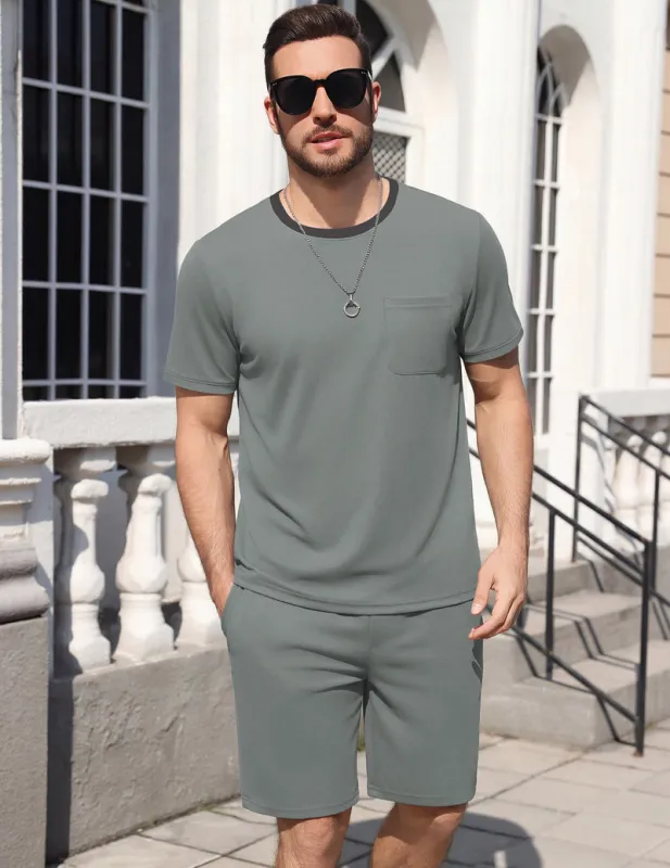 Ekouaer Men's Short Sleeve Summer Pajamas Set made by Ekouaer