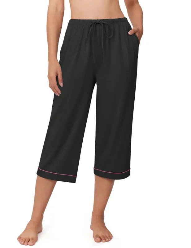 Ekouaer Capri Printed Drawstring Pajama Pants made by Ekouaer