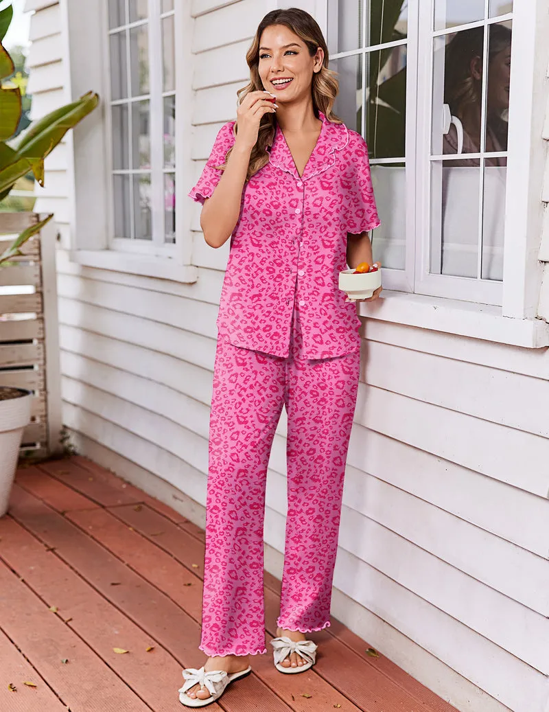 Ekouaer Ruffle Sleeve Printed 2-Piece Pajamas Set sold by Ekouaer product image thumbnail 5