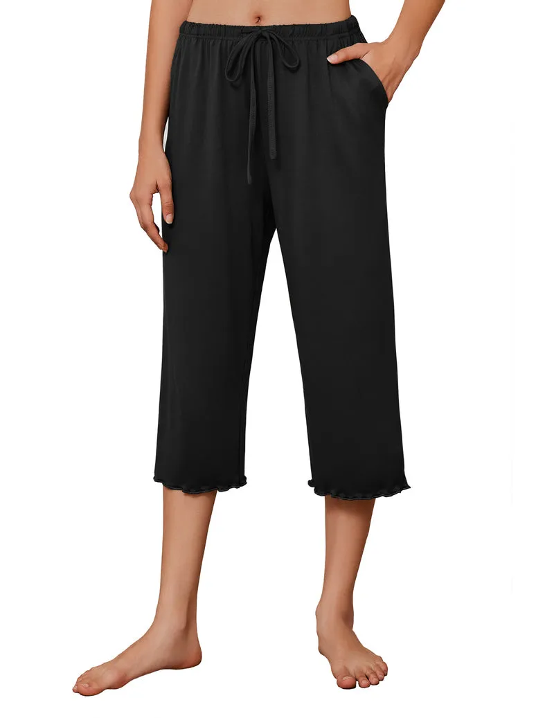 Ekouaer Capri Wide Leg Drawstring Pajama Pants sold by Ekouaer product image thumbnail 4