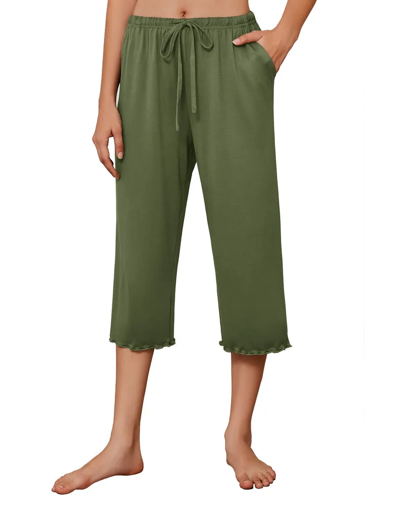 Ekouaer Capri Wide Leg Drawstring Pajama Pants sold by Ekouaer product image thumbnail 2