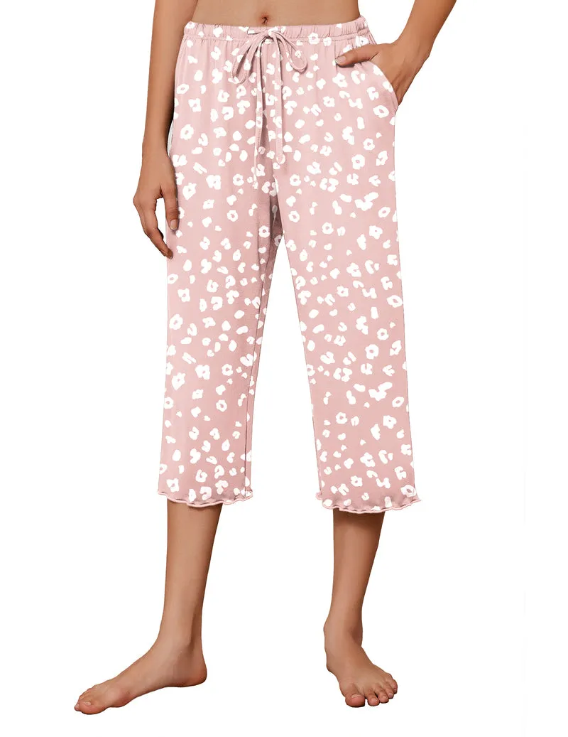Ekouaer Capri Wide Leg Drawstring Pajama Pants sold by Ekouaer product image thumbnail 3
