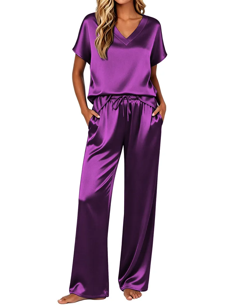 Ekouaer Silk 2-Piece Satin Cap Sleeve Pajamas sold by Ekouaer product image thumbnail 5