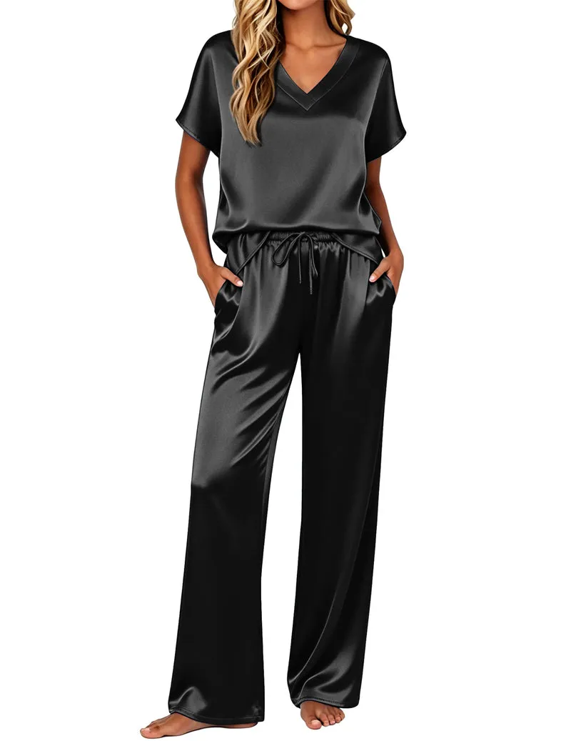 Ekouaer Silk 2-Piece Satin Cap Sleeve Pajamas sold by Ekouaer product image thumbnail 4