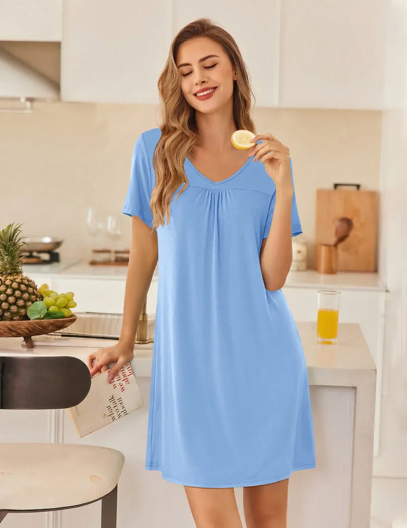 Ekouaer Bamboo Viscose Short Sleeve Night Gowns sold by Ekouaer product image thumbnail 4