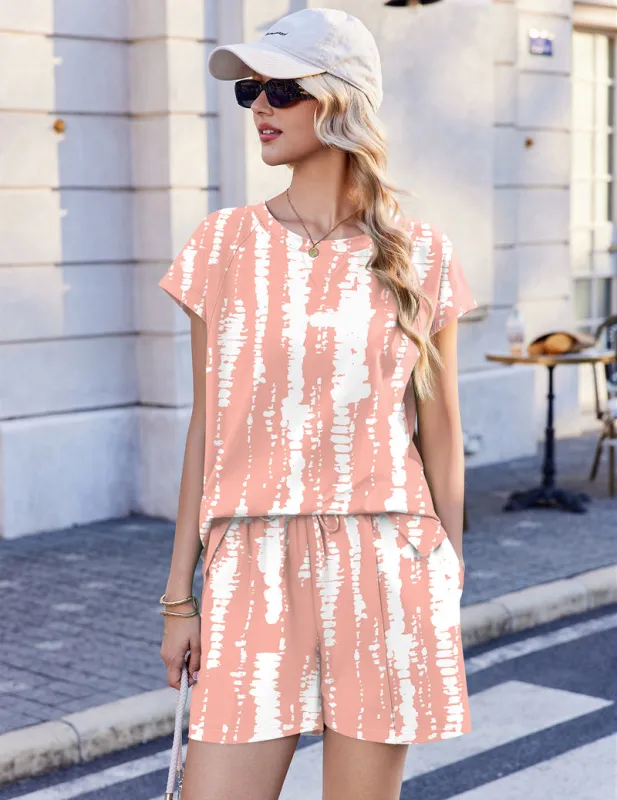 Ekouaer Cotton Two Piece Short Sleeve Summer Set made by Ekouaer