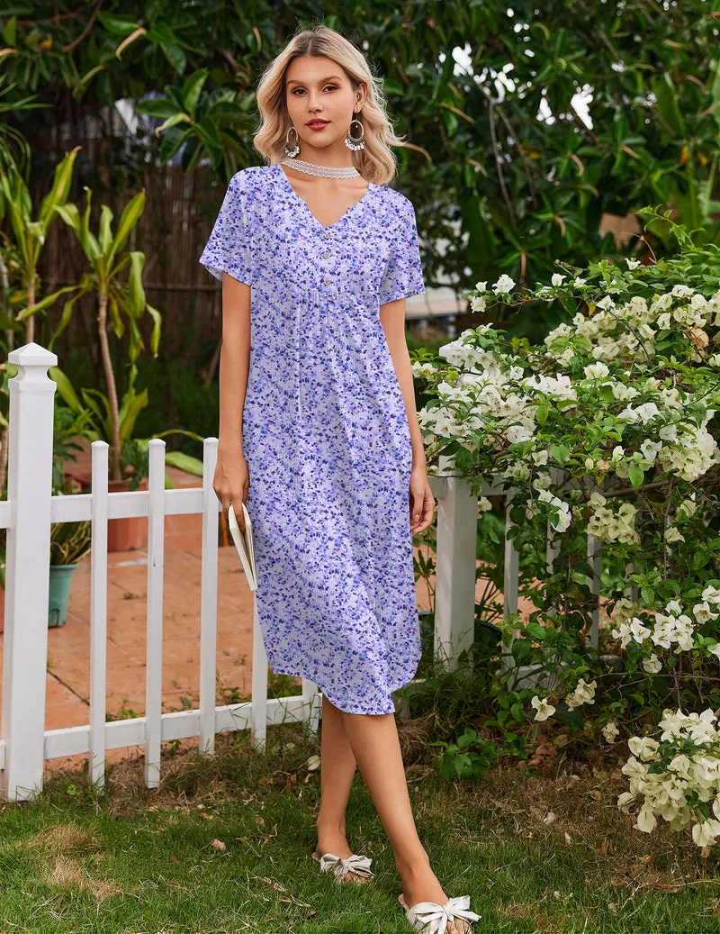 Ekouaer Bamboo Viscose Short Sleeve Long Night Gown sold by Ekouaer product image thumbnail 5