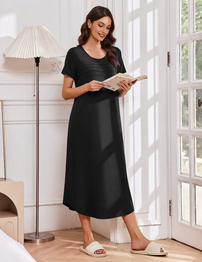 Ekouaer Long Pleated House Dress Nightgown sold by Ekouaer product image thumbnail 5