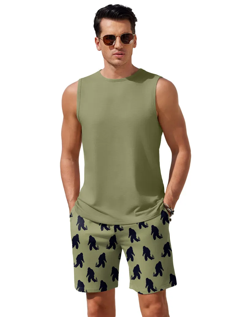 Ekouaer Men's 2-Piece Sleeveless Tank Top Pajamas Set with Shorts sold by Ekouaer product image thumbnail 2