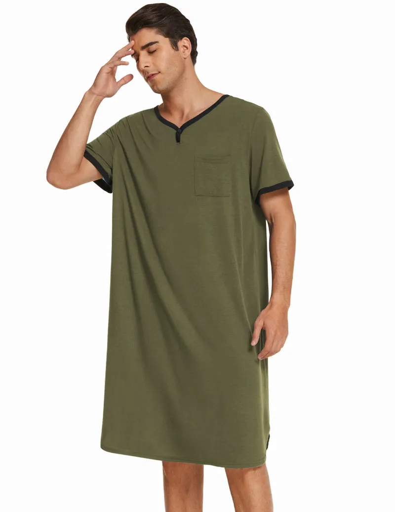 Ekouaer Men's Big & Tall Short Sleeve Henley Sleep Shirt sold by Ekouaer product image thumbnail 2