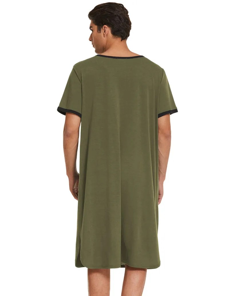 Ekouaer Men's Big & Tall Short Sleeve Henley Sleep Shirt sold by Ekouaer product image thumbnail 3