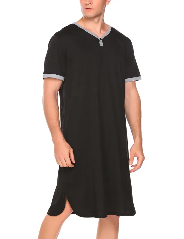 Ekouaer Men's Big & Tall Short Sleeve Henley Sleep Shirt made by Ekouaer