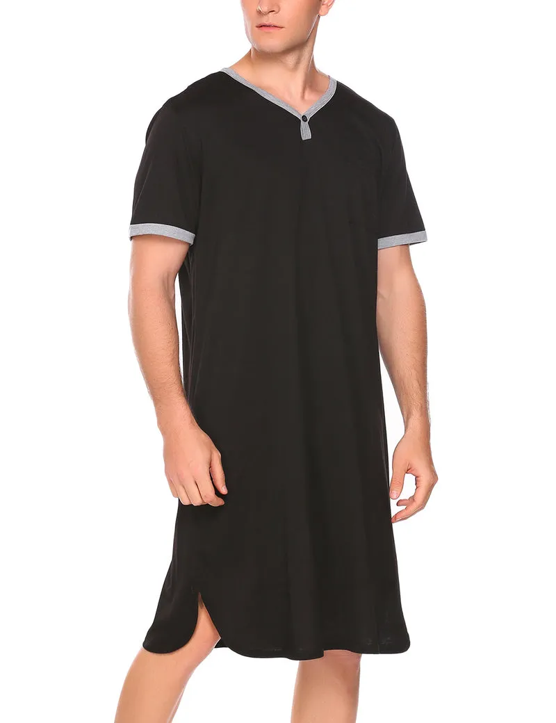 Ekouaer Men's Big & Tall Short Sleeve Henley Sleep Shirt sold by Ekouaer