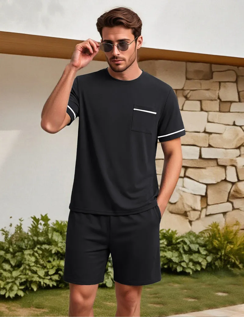 Ekouaer Men's Short Sleeve Shirts & Shorts 2-Piece Pajama Set sold by Ekouaer