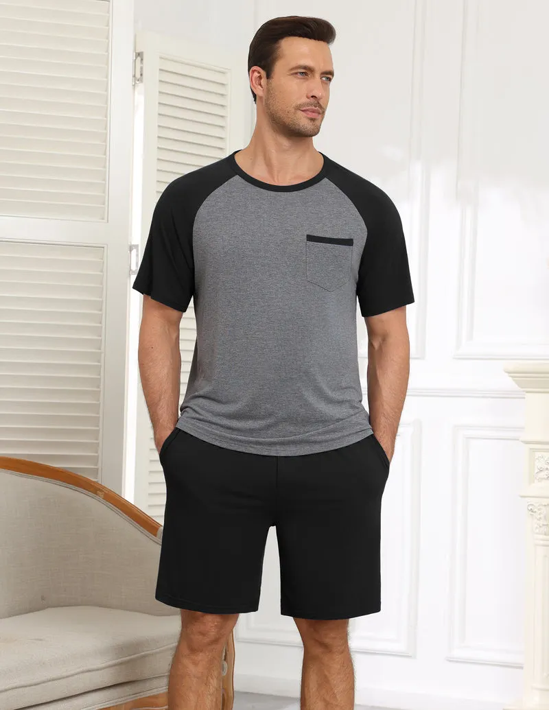Ekouaer Mens Lightweight Bamboo Viscose Short Sleeve Pajamas Set sold by Ekouaer product image thumbnail 2