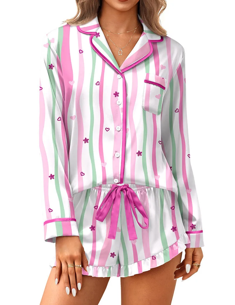Ekouaer Satin 2-Piece Silky Long Sleeve Pajamas Set sold by Ekouaer product image thumbnail 5