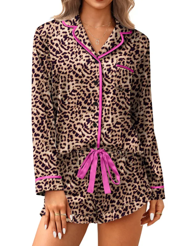Ekouaer Satin 2-Piece Silky Long Sleeve Pajamas Set made by Ekouaer