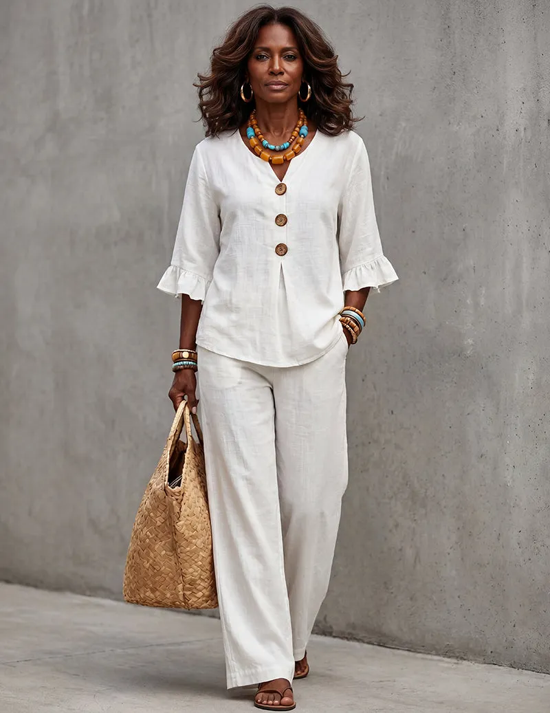 Ekouaer Lounge Set Soft Long Sleeve Top and Pants Pajama Set sold by Ekouaer product image thumbnail 5
