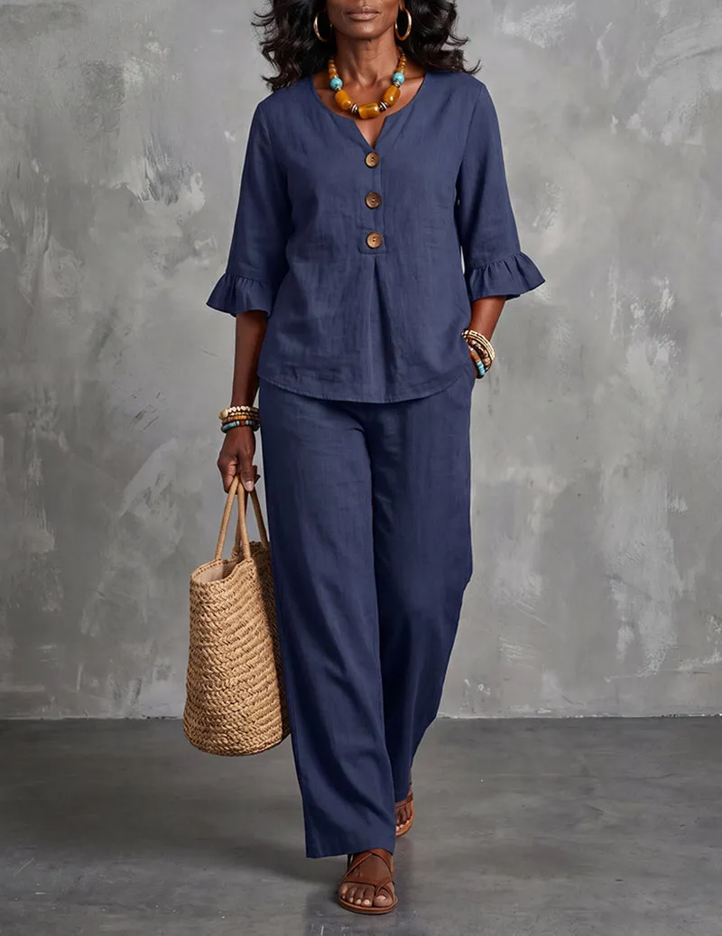 Ekouaer Lounge Set Soft Long Sleeve Top and Pants Pajama Set sold by Ekouaer product image thumbnail 2