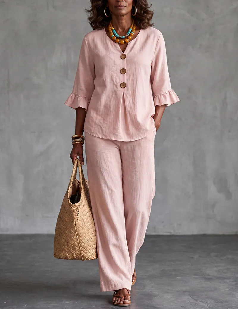 Ekouaer Lounge Set Soft Long Sleeve Top and Pants Pajama Set sold by Ekouaer product image thumbnail 3