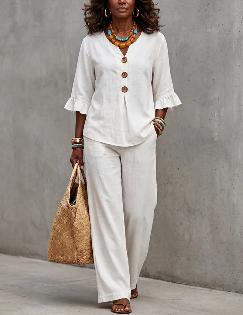 Ekouaer Lounge Set Soft Long Sleeve Top and Pants Pajama Set sold by Ekouaer product image thumbnail 4