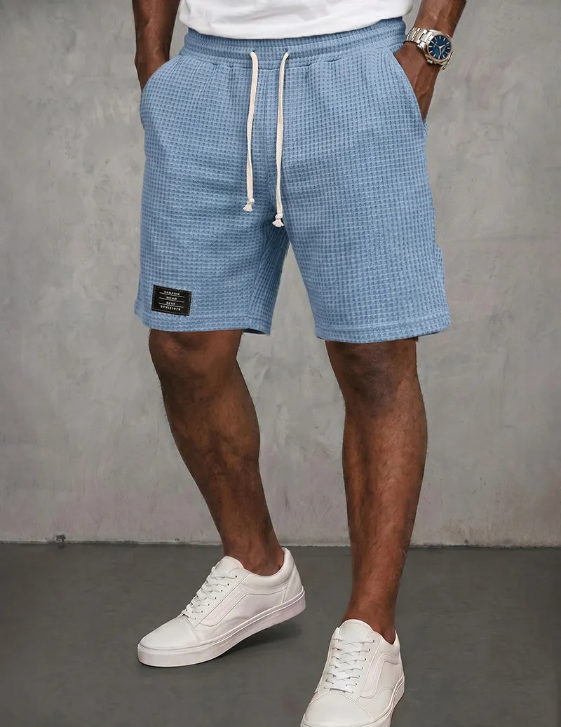 Men's Waffle Shorts Lightweight Lounge Shorts with Pockets sold by Ekouaer product image thumbnail 5