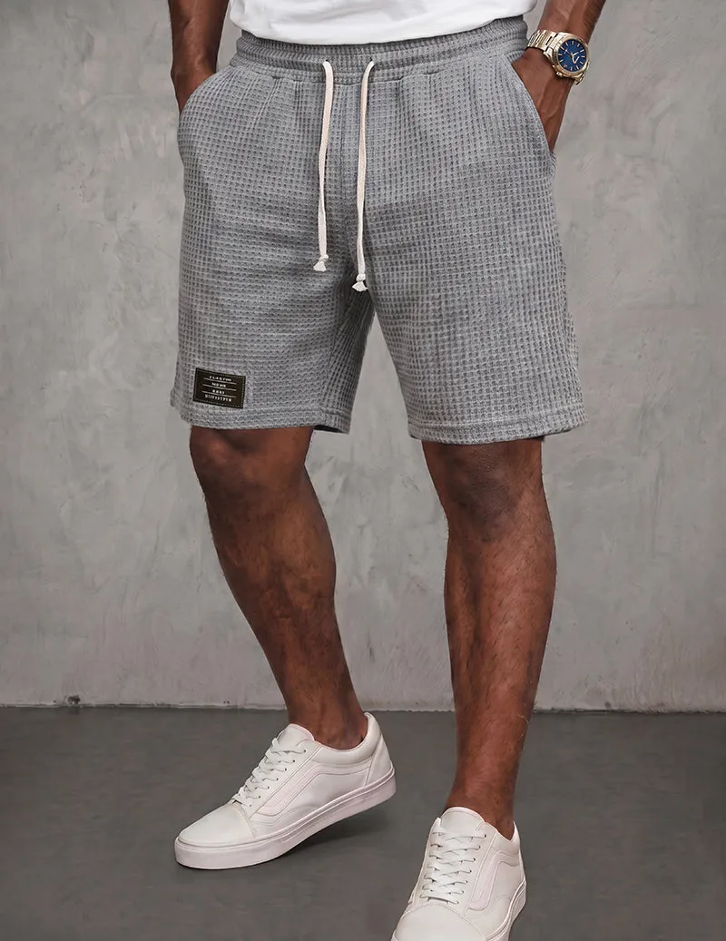 Men's Waffle Shorts Lightweight Lounge Shorts with Pockets sold by Ekouaer product image thumbnail 2