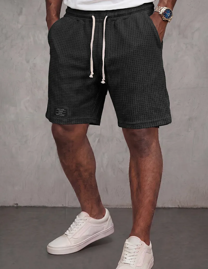 Men's Waffle Shorts Lightweight Lounge Shorts with Pockets sold by Ekouaer product image thumbnail 3