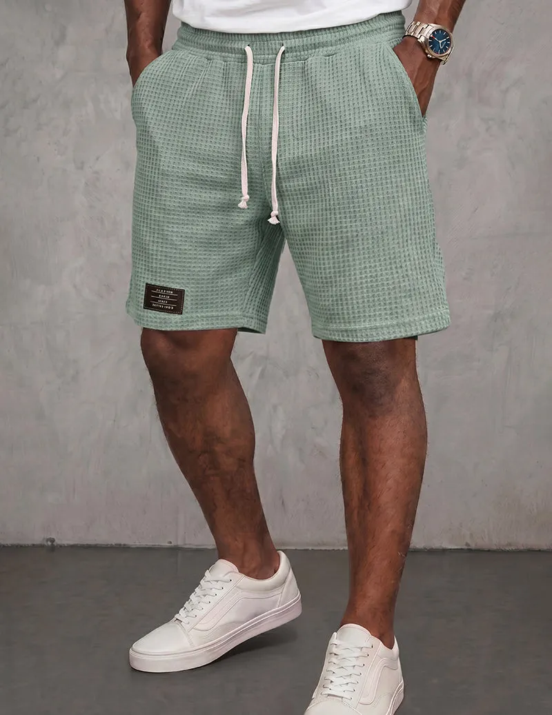 Men's Waffle Shorts Lightweight Lounge Shorts with Pockets sold by Ekouaer product image thumbnail 4
