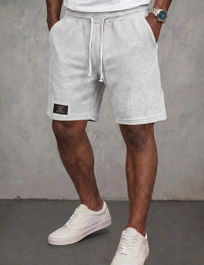 Men's Waffle Shorts Lightweight Lounge Shorts with Pockets sold by Ekouaer