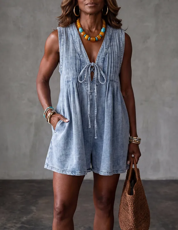 Ekouaer Denim Jumpsuit Casual Overall Romper with Pockets made by Ekouaer