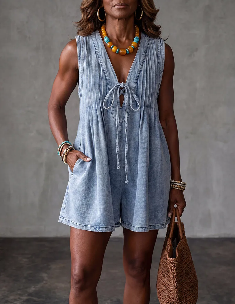 Ekouaer Denim Jumpsuit Casual Overall Romper with Pockets sold by Ekouaer