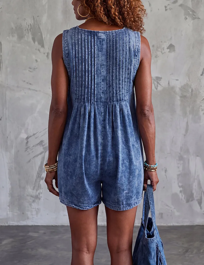 Ekouaer Denim Jumpsuit Casual Overall Romper with Pockets sold by Ekouaer product image thumbnail 5
