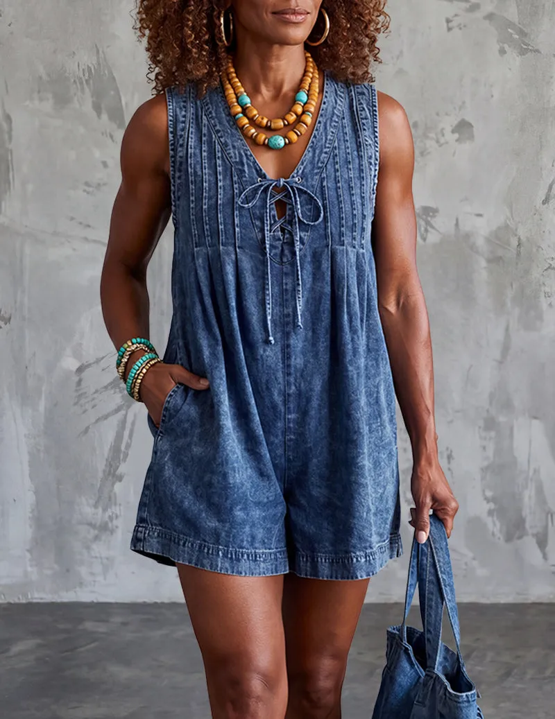 Ekouaer Denim Jumpsuit Casual Overall Romper with Pockets sold by Ekouaer product image thumbnail 4