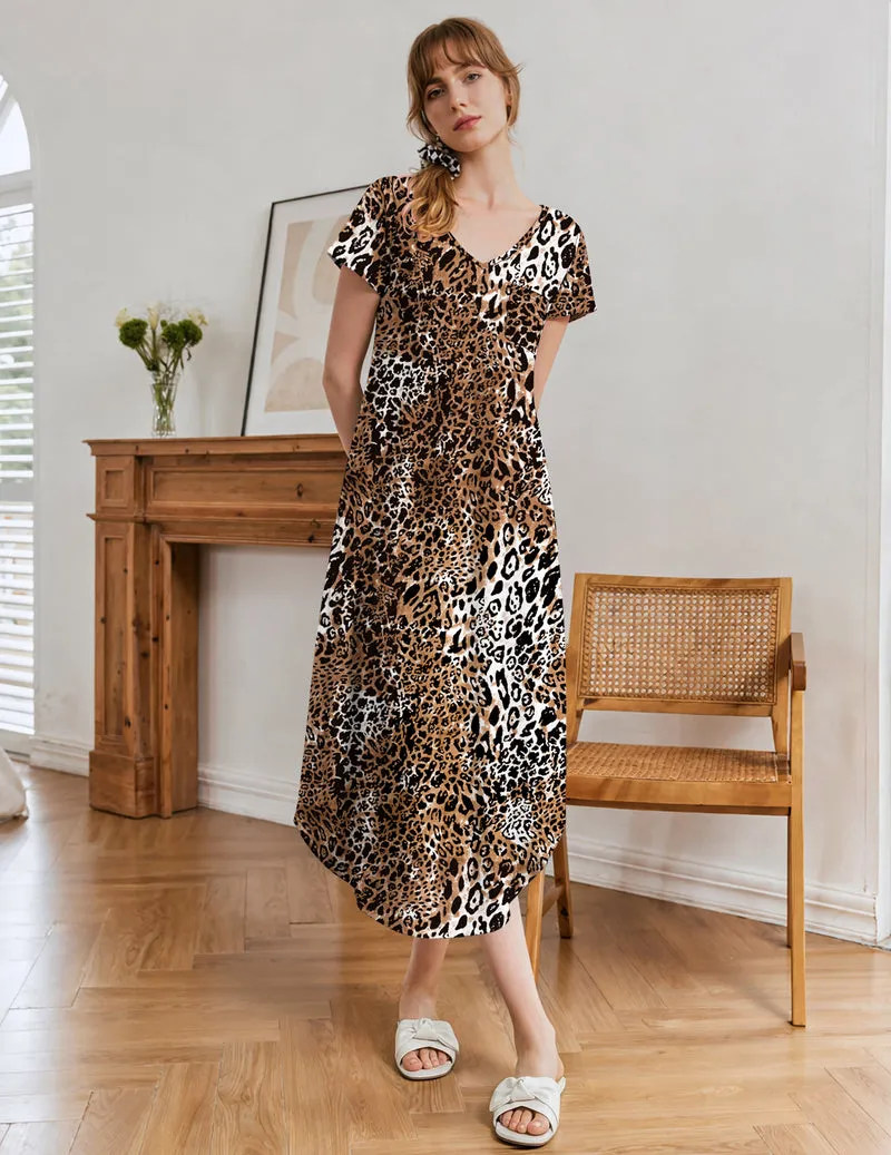 Ekouaer Bamboo Viscose Short Sleeve Long Nightgown Sleepshirt sold by Ekouaer