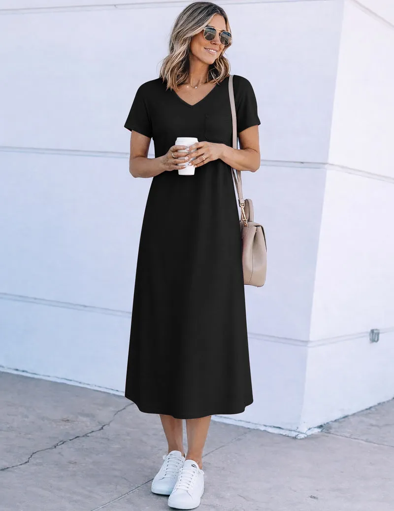 Ekouaer Bamboo Viscose Short Sleeve Long Nightgown Sleepshirt sold by Ekouaer product image thumbnail 3