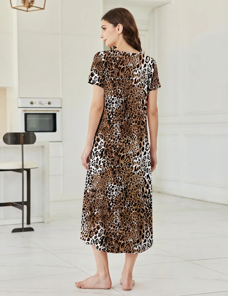 Ekouaer Bamboo Viscose Short Sleeve Long Nightgown Sleepshirt sold by Ekouaer product image thumbnail 2