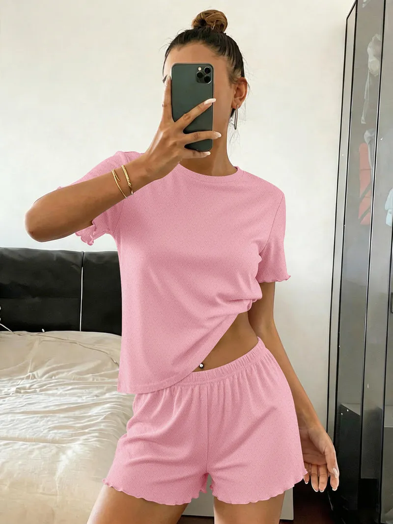Ekouaer Ribbed Crop Top & Shorts Cute Pajama Set sold by Ekouaer product image thumbnail 3