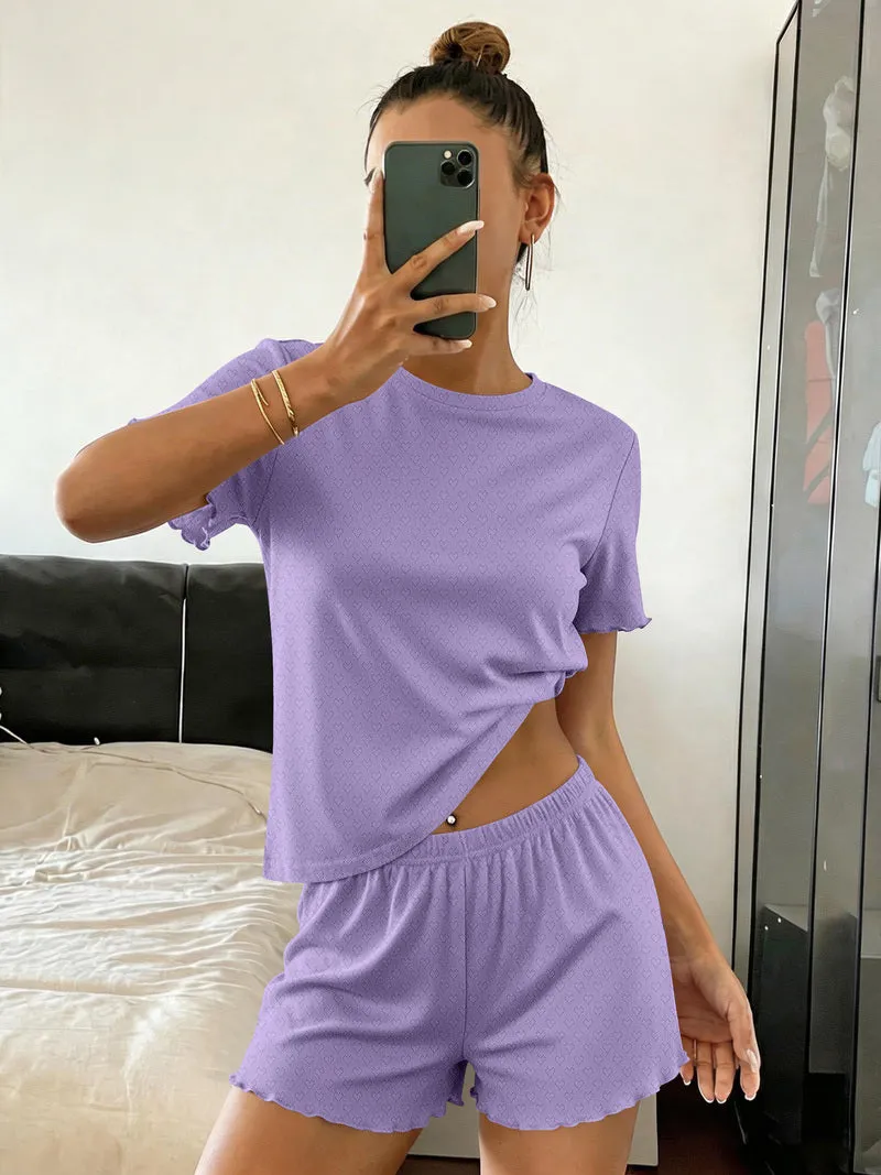 Ekouaer Ribbed Crop Top & Shorts Cute Pajama Set sold by Ekouaer product image thumbnail 4