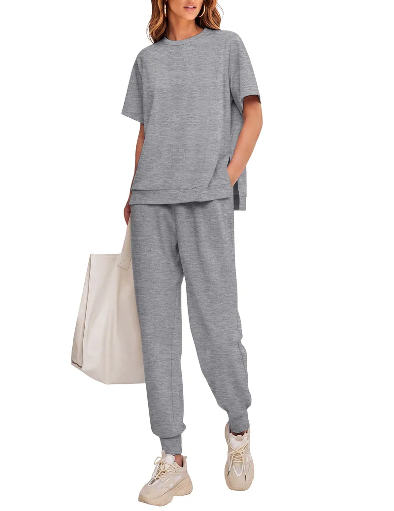 Ekouaer Short Sleeve Top & Jogger Pants 2-Piece Lounge Set sold by Ekouaer
