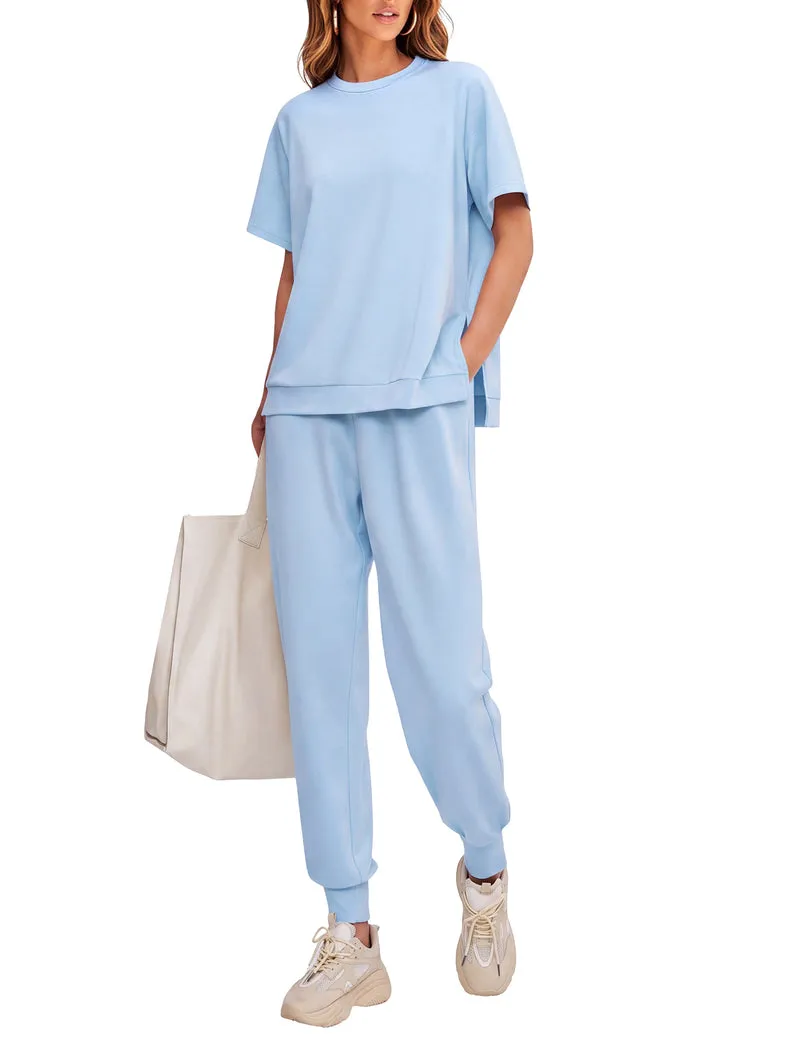 Ekouaer Short Sleeve Top & Jogger Pants 2-Piece Lounge Set sold by Ekouaer product image thumbnail 5