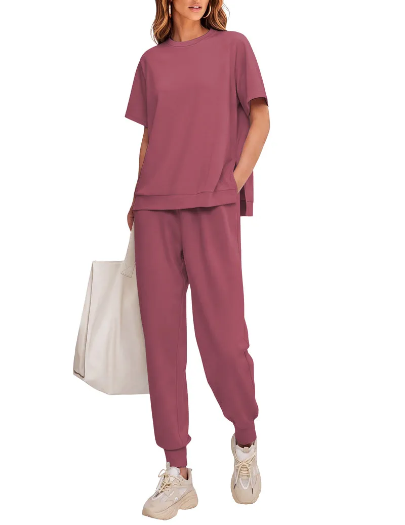 Ekouaer Short Sleeve Top & Jogger Pants 2-Piece Lounge Set sold by Ekouaer product image thumbnail 2