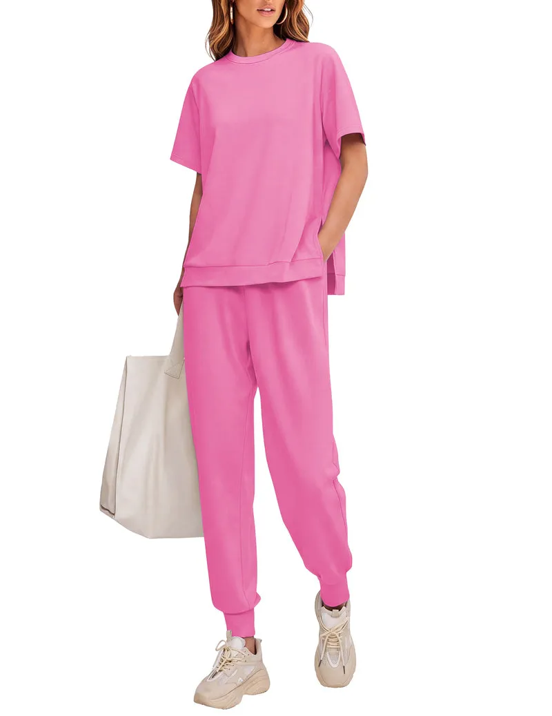 Ekouaer Short Sleeve Top & Jogger Pants 2-Piece Lounge Set sold by Ekouaer product image thumbnail 3