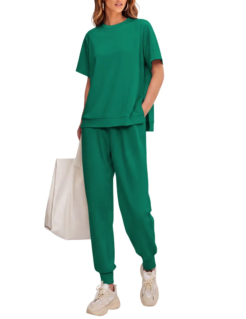 Ekouaer Short Sleeve Top & Jogger Pants 2-Piece Lounge Set sold by Ekouaer product image thumbnail 4