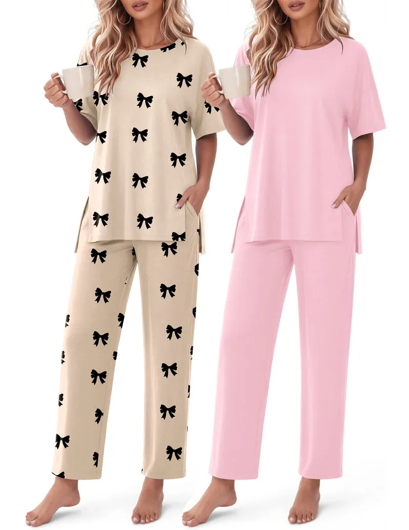 Ekouaer 2-Pack Oversized Soft Long Sleeve Top & Pants 2-Piece Lounge Set sold by Ekouaer product image thumbnail 2