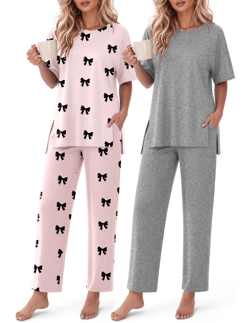 Ekouaer 2-Pack Oversized Soft Long Sleeve Top & Pants 2-Piece Lounge Set sold by Ekouaer product image thumbnail 3