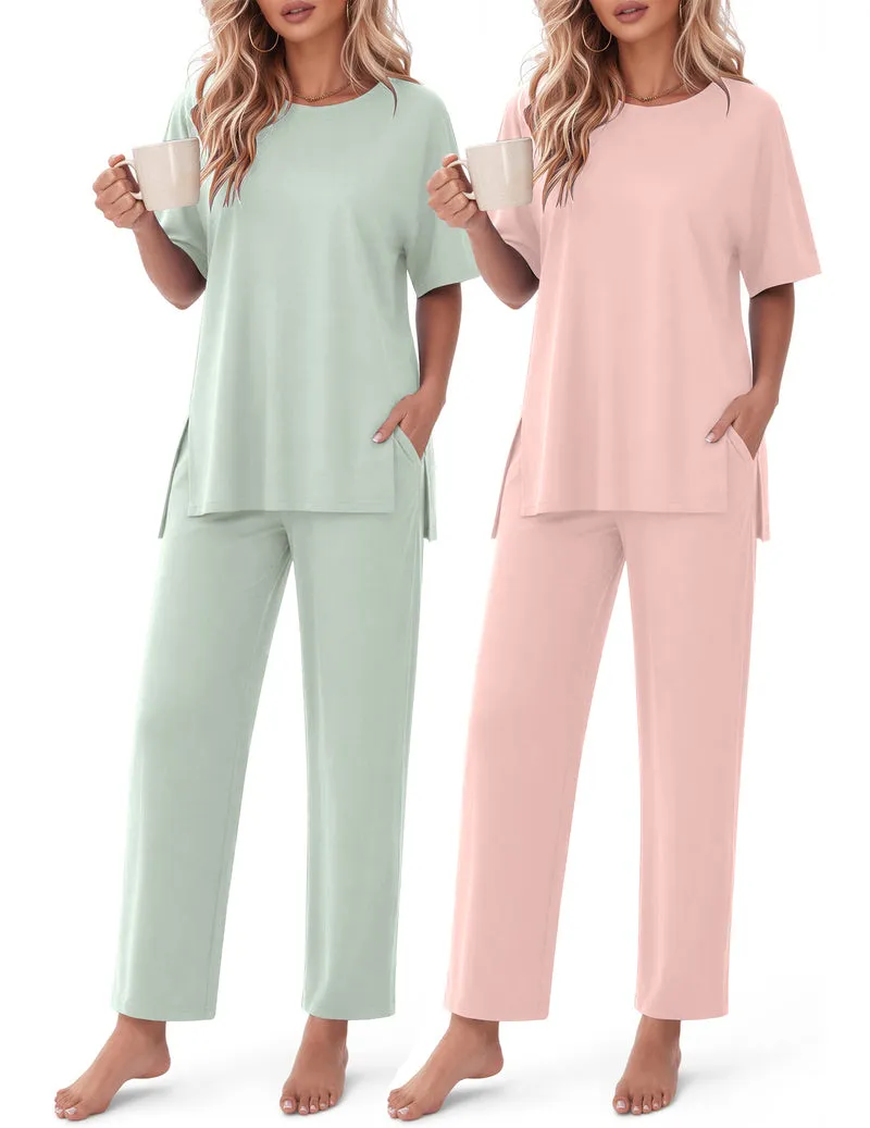 Ekouaer 2-Pack Oversized Soft Long Sleeve Top & Pants 2-Piece Lounge Set sold by Ekouaer product image thumbnail 4