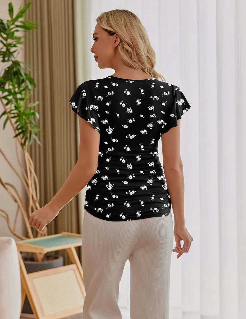 Ekouaer 3-Pack Flare Sleeve Ruched Side Maternity Tops sold by Ekouaer product image thumbnail 3