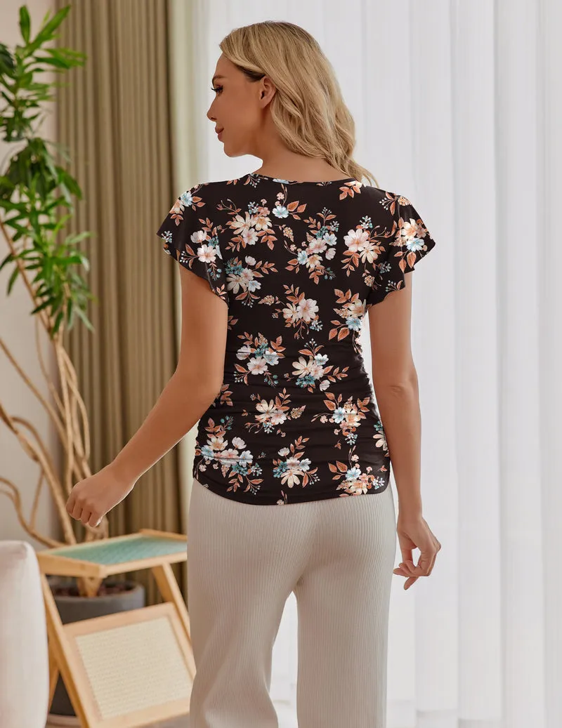 Ekouaer 3-Pack Flare Sleeve Ruched Side Maternity Tops sold by Ekouaer product image thumbnail 5